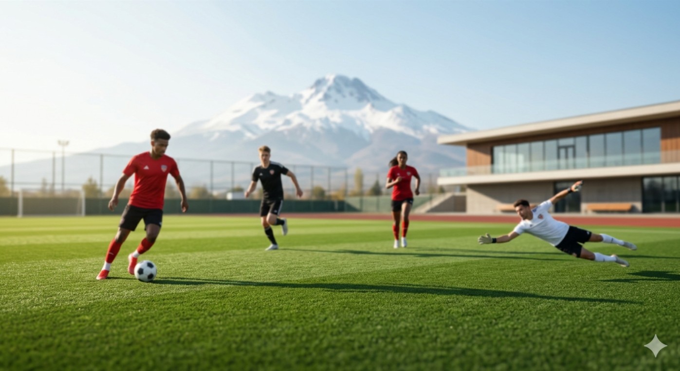 Melikgazi FK spor tesisi ve öğrenciler